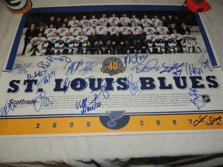 2006 - 2007 St Louis Blues Nhl Team Signed Poster 24x17