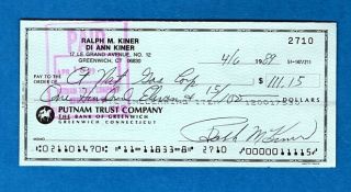 Ralph Kiner - Pittsburgh Pirates Autographed Cancelled Check - Hof - (d.  2014)