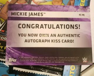 Mickie James Autographed Kiss Card 2018 WWE Then Now Forever KC - MJ 23/25 2
