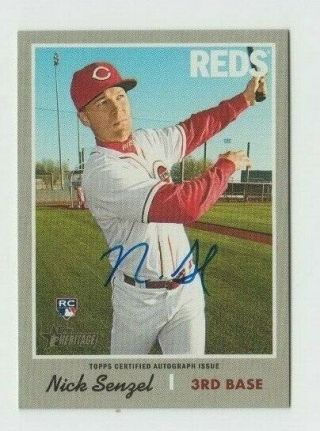 Nick Senzel 2019 Topps Heritage High Real One On Card Rc Auto Roa - Nse Reds