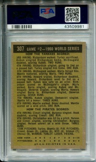 1961 Topps 307 Mickey Mantle Slams 2 Homers PSA 7 NM York Yankees 2