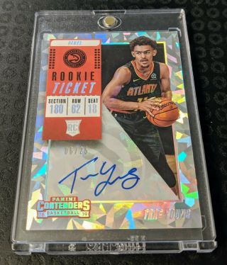 2018 - 19 Contenders Trae Young Rookie Ticket Cracked Ice Auto /25