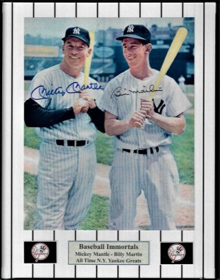 10x13 Pinstripe Mat With Color Photo Of Mantle & Martin,  Live Ink Signed