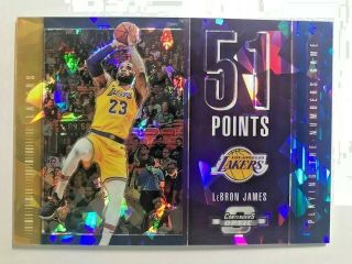 2018 - 19 Contenders Optic Playing The Numbers Blue Cracked Ice Prizm Lebron James