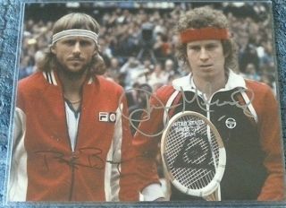 John Mcenroe Bjorn Borg Signed Autographed 8x10 Photo Wimbledon Championship