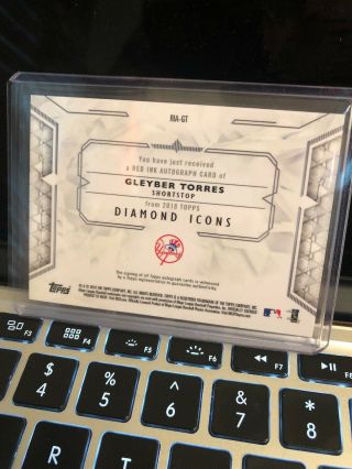 Gleyber Torres 2018 Topps Diamond Icons Red Ink Rookie Auto RIA - GT /25 2