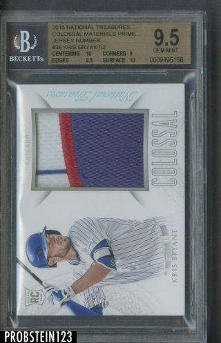 2015 National Treasures Colossal Kris Bryant Rpa Rc Patch Auto 1/2 Bgs 9.  5