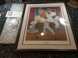 Stan Musial Baseball Lithograph Picture Paluso Framed Jsa Signed Mlb Auto