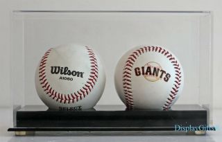 2 Baseball/billiard Ball Holder Display Case Stand,  Acrylic Cover,  Uv Protection