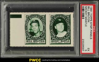 1961 Topps Stamp Panels Mickey Mantle & Bill Bruton Psa 5 Ex (pwcc)