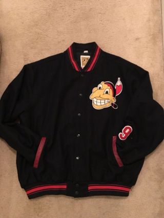 Mitchell & Ness 1948 Cleveland Indians Jacket Wool Leather 3xl Chief Wahoo