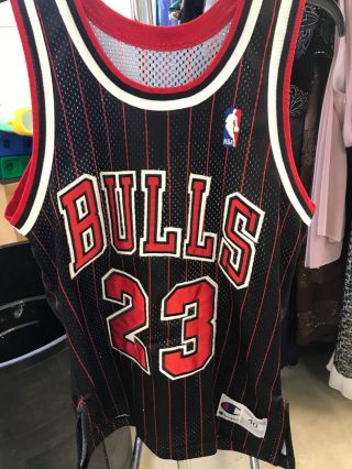 40 Men Champion Michael Jordan Chicago Bulls Nba Basketball Jersey Black &red