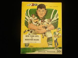November 21,  1965 Houston Oilers @ York Jets Nfl Program