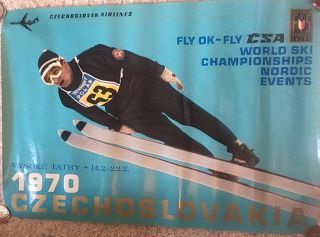 Large Vintage Poster Nordic Ski World Championships In Vysoke Tatry 1970