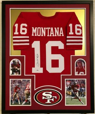 Framed San Francisco 49ers Joe Montana Autographed Signed Jersey Beckett