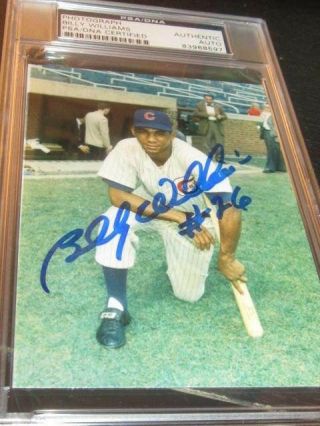 Billy Williams Autographed 3x5 Photo Chicago Cubs Baseball Hofer Psa Slabbed