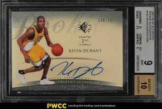 2007 Sp Authentic Kevin Durant Rookie Rc Auto /399 152 Bgs 9 (pwcc)