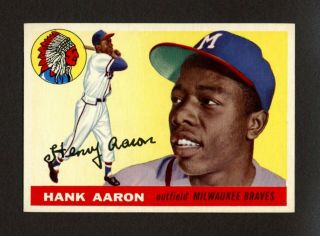 1955 Topps 47 Hank Aaron - Milwaukee Braves Hof 2nd Year - Centered - Nm - Mt,