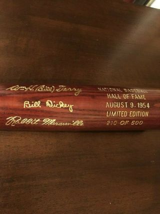 1954 Baseball Hall Of Fame Commemorative Bat Bill Dickey Bill Terry R Maranville