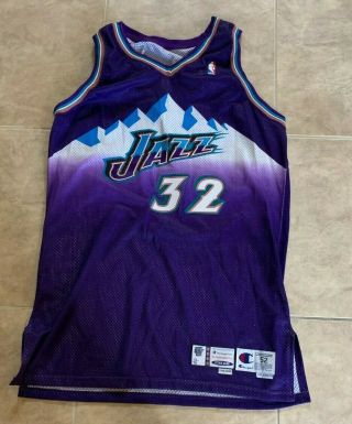 Karl Malone 32 Utah Jazz Champion Purple Basketball Jersey 1999 - 2000 Size 52