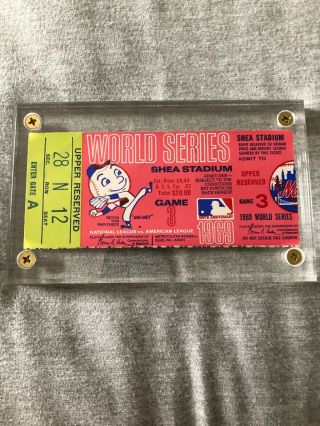 1969 Mets Game 3 World Series Ticket Stub,  Shea Stadium Field Level Box