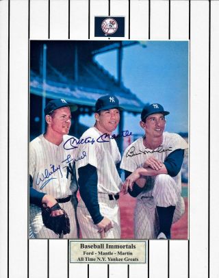 11x14 Pinstripe Mat With 8x10 Color Photo Of Ford/mantle/martin Live Ink Signed