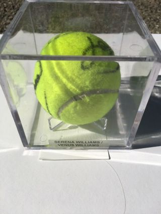 Venus and Serena williams autographed signed tennis ball with & Case 2