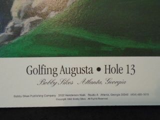 Bobby Sikes Hole 13 Augusta National Masters Golf Artist Proof Lithograph 4