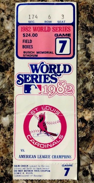1982 World Series Game 7 St.  Louis Cardinals Clinch Title Brewers Ticket Stub