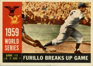 1960 Topps 387 World Series Game 3 Carl Furillo Breaks Game - Ex - Mt