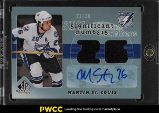 2008 Sp Game Significant Numbers Martin St.  Louis Patch /26 Sn - Sl (pwcc)