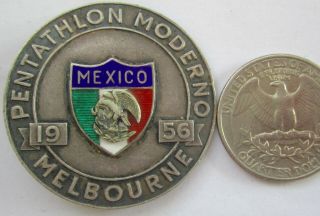 Old Olympic Pin Badge Melbourne 1956 Mexico Modern Pentathlon Team Brass Enamel