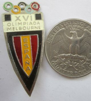 Old Olympic Pin Australia Melbourne 1956 Spain Noc Brass Enamel