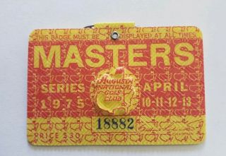 1975 Masters Golf Augusta National Badge Ticket Jack Nicklaus 4th Win Pga Rare