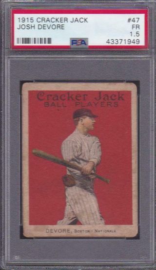 1915 Cracker Jack Baseball Card 47 Josh Devore Boston Braves Psa 1.  5
