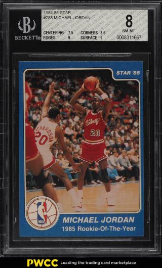1984 - 85 Star Basketball Michael Jordan Rookie Rc 288 Bgs 8 Nm - Mt (pwcc)