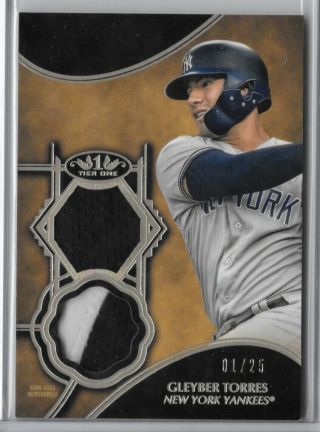 Gleyber Torres Yankees 2019 Topps Tier One Dual Relic Patch 01/25 1/1? First