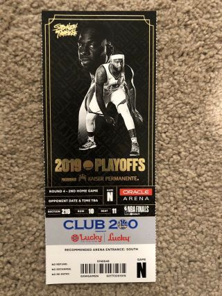2019 Nba Finals Golden State Warriors Toronto Raptors Game 4 Ticket Stub 6/7/19