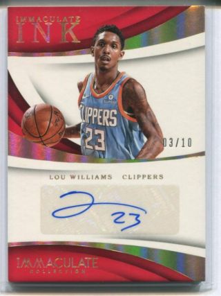 2017 - 18 Panini Immaculate Lou Williams Gold Ink Auto Autograph 03/10