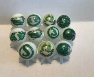 Saskatchewan Roughriders Football Cfl Glass Marbles 5/8 Size With Marble Stands