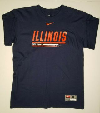 Nike Illinois Fighting Illini Football Navy T - Shirt Mens Size S Loose Fit