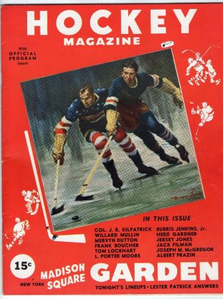 1938 York Rangers Vs Montreal Maroons Program