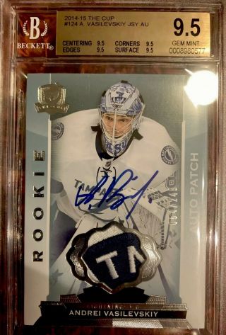 2014 - 15 Upper Deck The Cup Andrei Vasilevskiy Rc Rpa Bgs 9.  5 Tampa Bay