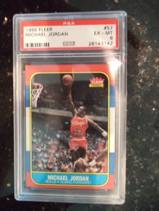 Michael Jordan 1986 Fleer 57 Card Psa 6 Ex - Mt