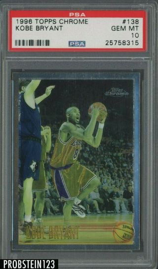 1996 - 97 Topps Chrome 138 Kobe Bryant Los Angeles Lakers Rc Rookie Psa 10
