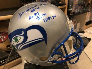 Steve Largent Proline Seahawks Helmet Autographed With 4 Inscriptions