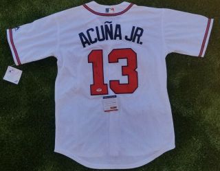 Braves Ronald Acuna Jr Signed White Braves Jersey Psa/dna