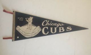 Vintage C 1950s 1960s Chicago Cubs Baseball Pennant Wrigley Field Mlb