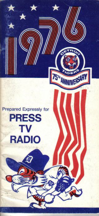1976 Detroit Tigers,  Baseball Media Guide,  Mark Fidrych,  Bill Freehan,  Ron Leflore
