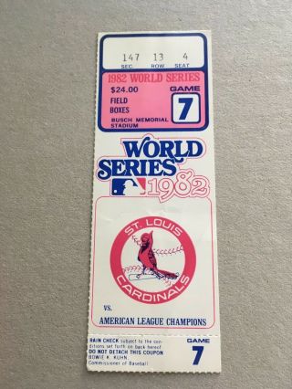 1982 World Series Game 7 St.  Louis Cardinals Clinch Title Brewers Ticket Stub